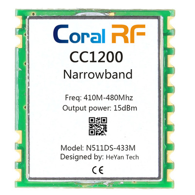 N511DS-CC1200模块,15dBm,169M/433M/868M/915MHz N511DS-CC1200模块,15dBm,169M/433M/868M/915MHz