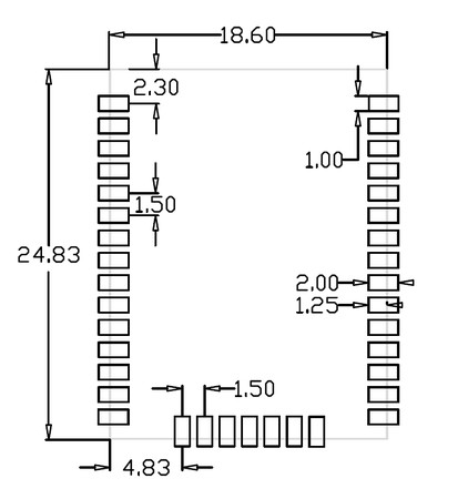 N530BS-CC1312R无线串口模块尺寸图