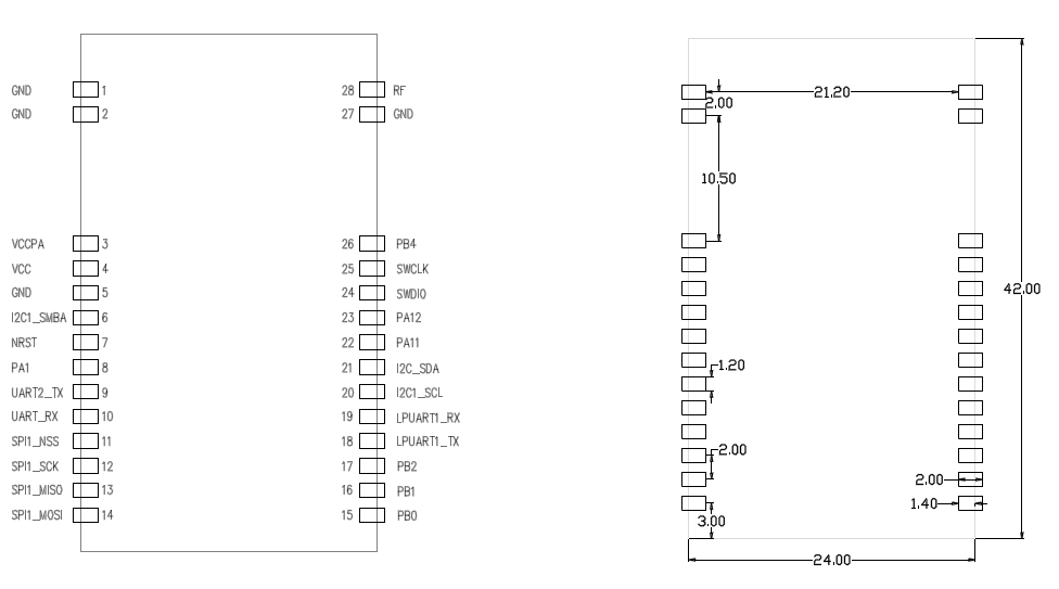 ADF7023 Module, 30dBm, N502FS Pinout Package