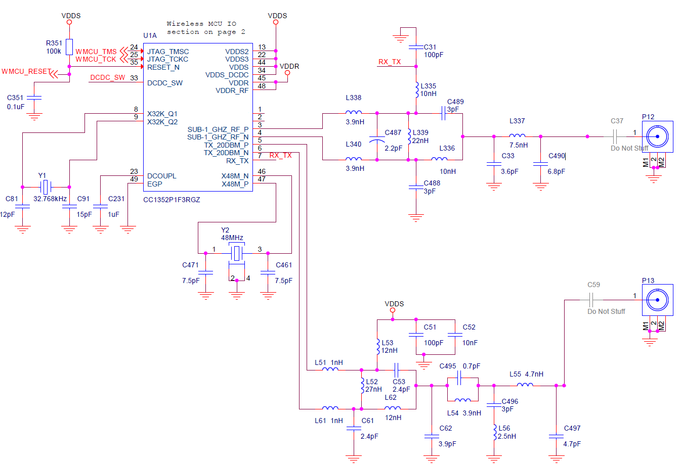CC1311P3 module RF circuit