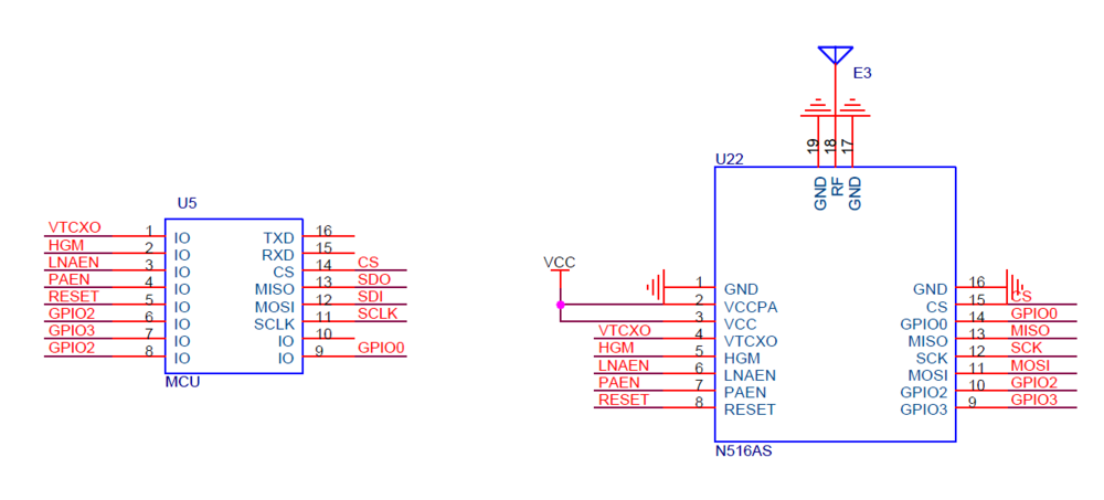 N516AS CC1120 CC1190 module typical application circuit